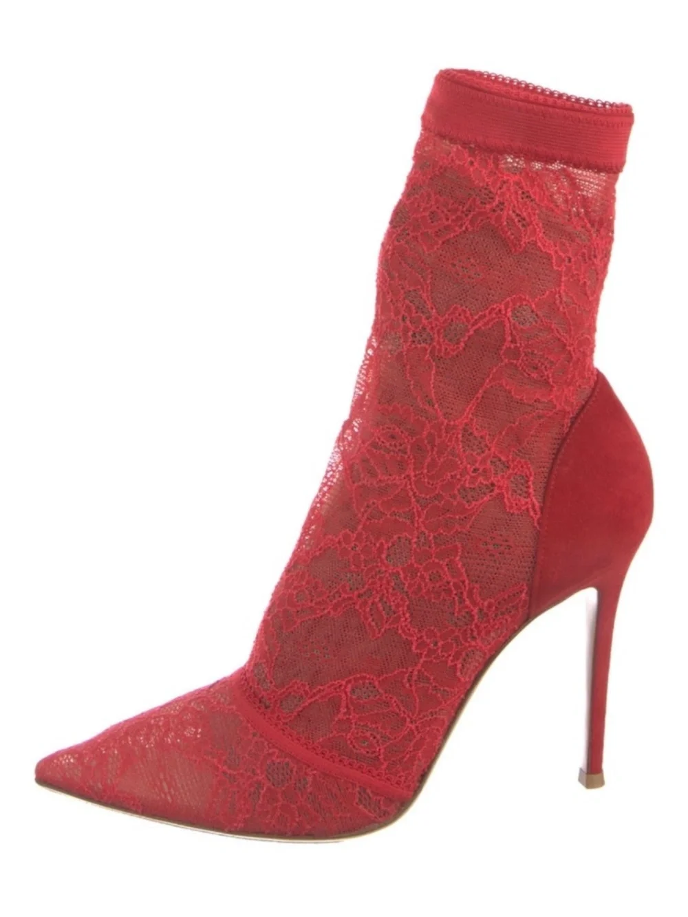 Sexy hot red lace mesh booties Gianvito Rossi Red Lace Sock Boots